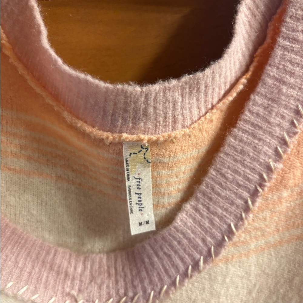 Free People Pastel Pink and Peach Turtleneck Sweater